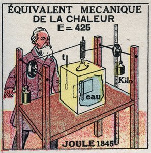 Calorimetrie: mechanisch equivalent van warmte ontdekt door James Prescott Joule (1818-1889) in 1845