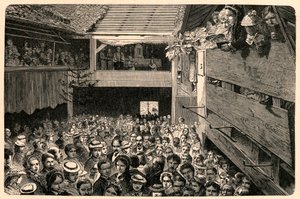 Viering van de katholieke eredienst in Porrentruy, Zwitserland in 1874, naar een foto. Gravure in Les Missions Catholiques au XIXe Siècle door Louis-Eugene Louvet. Privécollectie. door Anonymous Anonymous