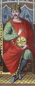 Karel de Kale, koning van West-Francië, Italië en Heilig Roomse keizer, 823 - Portret van Karel II de Kale (823 - 877), koning van Frankrijk - gravure uit 