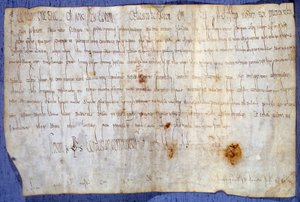 Handvest van koning Karel de Grote (742-814) die de abdij van Saint Germain des Pres vrijstelt van belasting op 27/03/779. Parijs, Nationaal Archief door Anonymous Anonymous