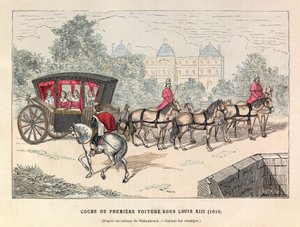 Koets of eerste wagen onder het bewind van koning Lodewijk XIII (1601 - 1643) door Anonymous Anonymous