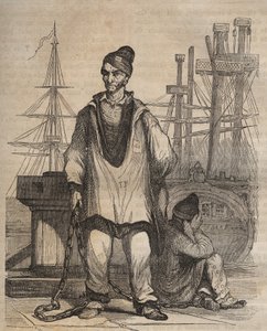 Veroordelingen tot levenslang in de Rochefort Bagne in de 19e eeuw. Gravure in Histoire des bagnes depuis leur création à nos jours (1877) door Pierre Zaccone. door Anonymous Anonymous