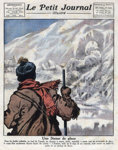 Ontdekking van het lichaam van een ontdekkingsreiziger in het ijs van Canada, jaren vermist. Illustratie uit 