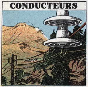 Elektrische verschijnselen: geleiders van elektriciteit. Anonieme illustratie uit 1925. Privécollectie.