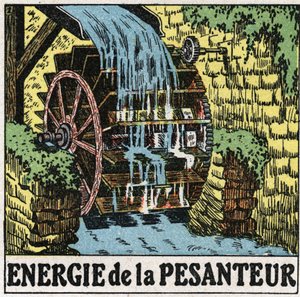 Energie van zwaartekracht: wiel van een watermolen door Anonymous Anonymous