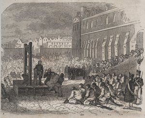 Executie in de Brest Bagne door Joseph Bordelet. Gravure in Histoire des bagnes depuis leur création à nos jours (1877) door Pierre Zaccone. Privécollectie. door Anonymous Anonymous
