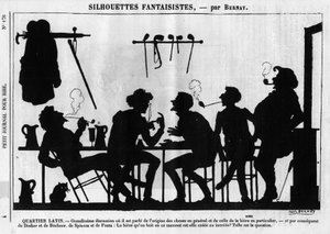 Fantastische silhouetten door Bernay. Cartoon over Parijse intellectuelen: 