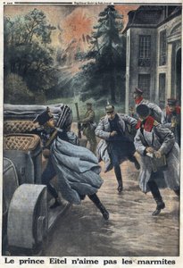 Eerste Wereldoorlog 1914-1918. Prins Eitel Frederik van Pruisen vluchtte bij de nadering van het Engelse leger in de stad Coulommiers. In 