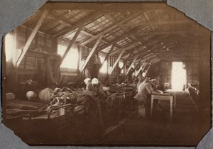 Eerste Wereldoorlog 1914-1918: barakken van gewonde Franse soldaten in Couville in het Kanaal, Laag-Normandië, Frankrijk. Anonieme foto mei 1917.