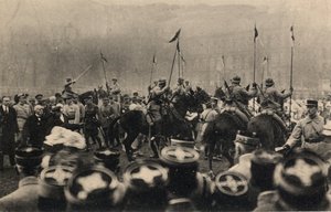 Eerste Wereldoorlog 1914-1918: bezoek van de Franse president Raymond Poincare en president van de raad, Georges Clemenceau, aan Metz op 8 december