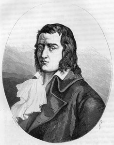 Franse Revolutie: "Portret van Francois Babeuf genaamd Gracchus (1760-1797) Franse revolutionair - Gravure van 1863 in "Le Livre Rouge - Histoire De L