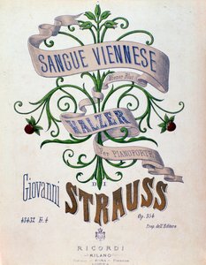 Frontispice van de partituur van Weense Bloed door Johann Strauss