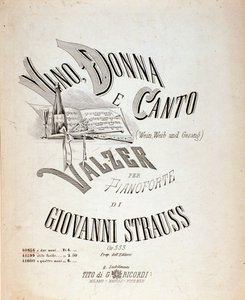 Frontispice van de partituur van Wijn, Vrouwen en Liederen door Johann Strauss door Anonymous Anonymous