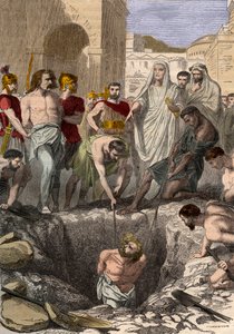 Galliërs begraven door de Romeinen - Gravure uit de 19e eeuw in 