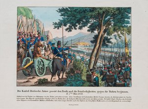 Russisch-Turkse oorlog van 1828-1829 - Het Russische leger steekt de Pruth-rivier over naar Moldavië in mei 1828 door Anoniem, ca. 1830