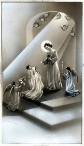Heilige afbeelding: communie, fase van christelijke religieuze opvoeding