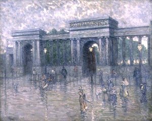 Hyde Park Gate op een Regenachtige Dag