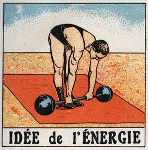 Idee van energie: atleet die een gewicht heft