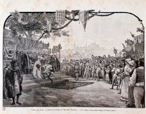 Illustratie voor de laatste scène van De Meistersingers van Neurenberg door Wagner, voor de opvoering in Teatro alla Scala door Anonymous Anonymous