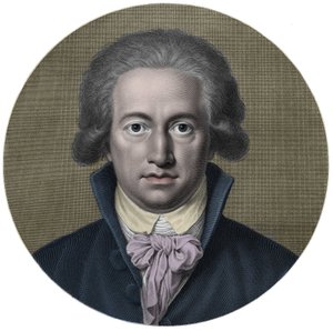 Johann Wolfgang von Goethe (1749-1832). Duitse schrijver. Gravure 19e eeuw - Portret van Johan Wolfgang Goethe (1749 - 1832), Duitse schrijver