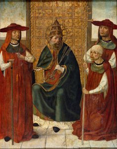 Kardinaal Pedro Gonzalez de Mendoza (1428-1495) biddend voor Sint-Pieter