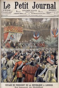 Londen, Groot-Brittannië. Reis van president Loubet. Receptie in de Guildhall door Sir Marcus Samuel. Le Petit Journal, juli 1903 (gravure)