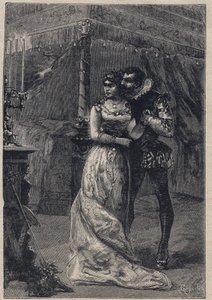 Lucrezia Borgia met haar eerste echtgenoot Giovanni Sforza d