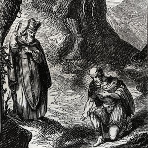 Martial de Limoges of Saint Martial (3e eeuw) bekeert de leider van het Keltische volk Lemovices - Gravure van 1846 in 