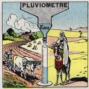 Meteorologie: invloed van regen op het klimaat, gebruik van regen. Anonieme illustratie uit 1925. Privécollectie. door Anonymous Anonymous