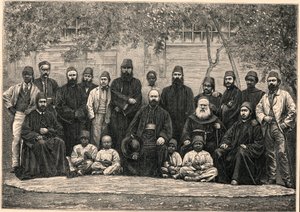 Monseigneur Daniel Comboni (1831-1881) en de missionarissen vertrokken met hem uit Caïro naar Khartoem op 26 januari