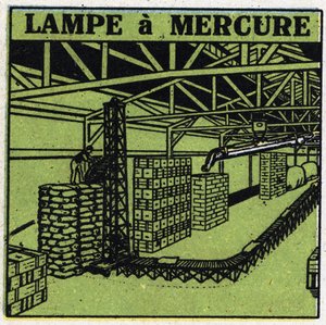 Nieuwe gas-eigenschappen: kwiklamp. Anonieme illustratie uit 1925. Privécollectie. door Anonymous Anonymous