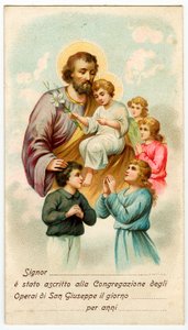 Vrome afbeelding: Congregatie van Sint Jozef Werkers (chromolithografie)
