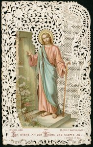 Vrome afbeelding: Jezus klopt aan de deur (chromolithografie) door Anonymous Anonymous