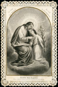 Vrome afbeelding: Jezus ontvangt de zielen van de gelovigen (gravure) door Anonymous Anonymous