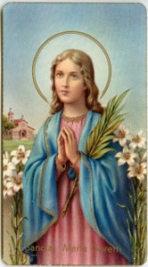 Vrome afbeelding: Maria Goretti Italiaanse maagd-martelaar (chromolithografie)