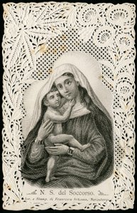 Vrome afbeelding: Onze lieve vrouw van goede hulp, met Jezus (gravure) door Anonymous Anonymous