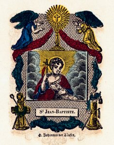 Vrome afbeelding: Sint Johannes de Doper. Gravure uit de 19e eeuw Privécollectie