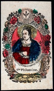 Vrome afbeelding: Sint Philomena. Gravure uit de 19e eeuw Privécollectie door Anonymous Anonymous