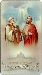 Vrome afbeelding: De apostelen Petrus en Paulus (chromolithografie)
