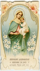Vrome afbeelding: Maagd met kind (lithografie) door Anonymous Anonymous