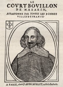 Politieke pamfletten Mazarinade (politiek pamflet onder de slinger), populaire afbeelding tegen Mazarin over zijn pensionering in Bouillon (Le court broth de Mazarin). Privécollectie. door Anonymous Anonymous