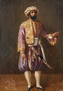 Portret van koning Karel XV van Zweden in Turkse kleding