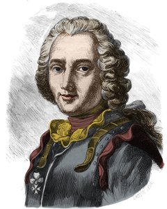 Portret van Claude, ridder en later graaf van Forbin (1656 - 1733) Franse zeeman. Gravure uit de 19e eeuw. Privécollectie.