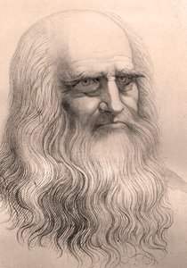 Portret van Leonardo Da Vinci naar zijn zelfportret. door Anonymous Anonymous