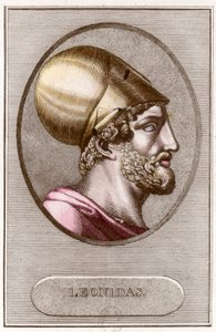 Portret van Leonidas I, koning van Sparta van 491 v.Chr. tot 480 v.Chr. - Gravure - Privécollectie