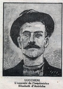 Portret van Luigi Lucheni, Italiaanse anarchist, moordenaar van Elisabeth de Wittelsbach door Anonymous Anonymous