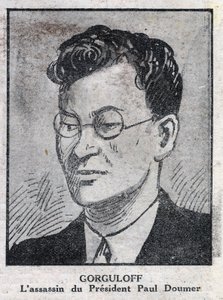 Portret van Paul Gorgulov of Gorguloff (1895-1932), moordenaar van de Franse president Paul Doumer (1857-1932). Gravure in L