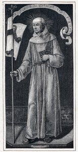 Portret van Sint Jan van Capistrano (Giovanni da Capestrano) (1386-1456), Italiaanse franciscaan. Naar het 15e-eeuwse schilderij van Bartolomeo Vivarini. Gravure in “Les Missions Catholiques au XIXème Siècle” door Louis-Eugène Louvet. Privécollectie door Anonymous Anonymous