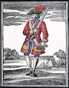 Portret van de piraat Jack Rackham, ook wel bekend als Calico Jack. Gravure. door Anonymous Anonymous