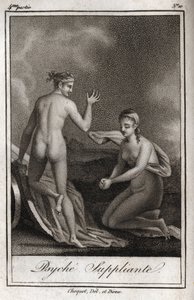 Psyche smekend. Gravure uit 1819 in 